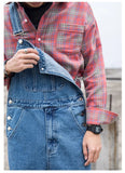 AIDASE  -  Men's Plus Size Denim Bib Overalls Classic Big Pocket Cargo Jeans Loose Working Coveralls Suspenders Jumpsuits Dark Light Blue aidase-shop