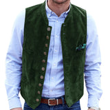 Men's Deerskin Velvet 10-button Suit Vest Best Man Wedding Clothing Jacket Victorian Style Steampunk Casual Business Vest aidase-shop