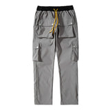 59.15Aidase High Street Multi-pocket Casual Trousers for Men and Women Side Breasted Drawstring Cargo Pants Harajuku Solid Loose Pants aidase-shop