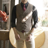 Aidase British Retro Suit Vest Male Korean Version Trendy Casual Slim Fit Business Waistcoat Men Wedding Dress Office Streetwear aidase-shop