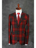 AIDASE  -  Costume Homme Men's Suits Tailor-Made 2 Pieces Checkered Red Single Breasted Notch Two-buttons Formal Tuxedos Wedding Suits aidase-shop