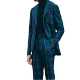 AIDASE  -  Costume Men's Suit Homme British Men Cotton Suits Lapel Groom Plaid Tuxedos Tailor-Made 2 Pieces Wedding Groom Business Suit aidase-shop