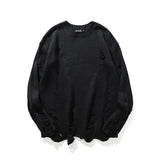 Aidase Black Red Striped Sweaters Washed Destroyed Ripped Sweater Men Hole Knit Jumpers Men Women Oversized Sweater Harajuku