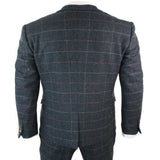 Aidase Navy Blue Mens Suits Wine Check Herringbone Tweed Vintage 3 Piece Costume Homme New Marc Darcy Suit aidase-shop