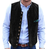 Men's Deerskin Velvet 10-button Suit Vest Best Man Wedding Clothing Jacket Victorian Style Steampunk Casual Business Vest aidase-shop