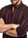 Spring and summer new men's striped shirt Slim multi-color lapel men's casual long-sleeved shirt youth men's clothing aidase-shop