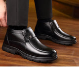 New Men's Leather Winter Boots White Sheepskin Boots Warm Casual Shoes Wool Blended Winter Boots Zapatos De Hombre aidase-shop