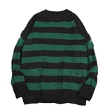 AIDASE  -  Black Stripe Sweaters Destroyed Ripped Sweater Men Pullover Hole Knit Jumpers Men Oversized Sweatshirt Harajuku Long Sleeve Tops aidase-shop