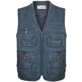 Aidase New Male Casual Summer Big Size Cotton Sleeveless Vest with Many  Pockets Men Multi Pocket Photograph Waistcoat
