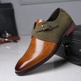 Men Fashion Stitching Buckle Derby Shoes Men&#39;s Leather Dress Shoes Wedding Party Shoes Men&#39;s Business Office Overshoes48 aidase-shop