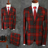 AIDASE  -  Costume Homme Men's Suits Tailor-Made 2 Pieces Checkered Red Single Breasted Notch Two-buttons Formal Tuxedos Wedding Suits aidase-shop
