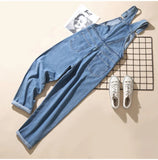 AIDASE  -  Men's Plus Size Denim Bib Overalls Classic Big Pocket Cargo Jeans Loose Working Coveralls Suspenders Jumpsuits Dark Light Blue aidase-shop