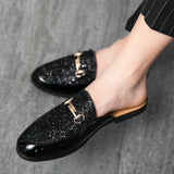 Aidase Summer Men Black Half Shoes Breathable Slip-on Half Slippers Man Outdoor Buckle Mules Lightweight Anti-slip Comfy Casual Shoes aidase-shop