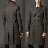 Aidase Wool Blend Coat Men Winter Over Jacket Double Breasted Checkered Business Long Overcoat Plus Size Warm Formal Business Tailored aidase-shop