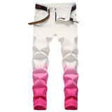 AIDASE  -  Men's Gradient Color Stretch Jeans Y2K Fashion Fancy Color Slim Pencil Pants Streetwear Trousers aidase-shop