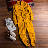 AIDASE  -  Men's long sleeve pockets cargo joggers jumpsuits Casual overalls coveralls Costume pants Black Army green Khaki aidase-shop