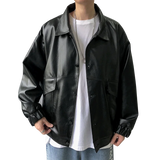 AIDASE  -  Spring New Loose Soft Leather Jacket Single Breasted Jacket Men Casual Biker Jacket Men Jacket Leather Large Size XXL aidase-shop