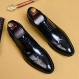 Aidase New Men Dress Handmade Shoes Genuine Leather Male Oxford Italian Classic Vintage Lace-up Men Brogue Shoes Oxford aidase-shop