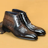 Black Brown Men Dress Genuine Cow Leather Ankle Boots Handmade Fashion Lace-up Men Pointed Toe Chelsea Boots Oxfords Shoes aidase-shop
