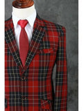 AIDASE  -  Costume Homme Men's Suits Tailor-Made 2 Pieces Checkered Red Single Breasted Notch Two-buttons Formal Tuxedos Wedding Suits aidase-shop