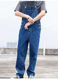 AIDASE  -  Men's Plus Size Denim Bib Overalls Classic Big Pocket Cargo Jeans Loose Working Coveralls Suspenders Jumpsuits Dark Light Blue aidase-shop