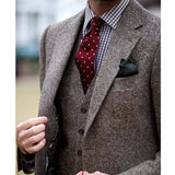 Aidase Latest 3 Piece Tweed Wool Men Suits for Winter Groom Tuxedo Male Fashion Wedding Costume Homme Jacket Vest Pants Tailor Made aidase-shop