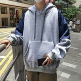 Aidase Hoodies Men Patchwork Hooded Sweatshirt Warm Winter Hoodie Loose Korean Style Casual Mens All-match Streetwear Students Chic New aidase-shop
