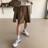 Aidase Summer Korean Shorts Men's Fashion Solid Color Business Casual Dress Shorts Men Streetwear Wild Loose Suit Shorts Men M-XL