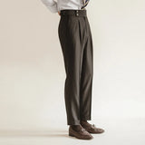 Aidase Paris Buckle Pant Casual Men Pant Fashion Naples High Waist Straight Pant Men Business Versatile Dress Pant Slim Social Trousers aidase-shop