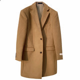 AIDASE  -  Camel Warm Woolen Mens Long Coat Jacket Custom Made Thick Wedding Tailored Party Prom Business Blazer Only One Piece Suit aidase-shop