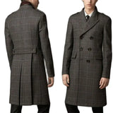Aidase Wool Blend Coat Men Winter Over Jacket Double Breasted Checkered Business Long Overcoat Plus Size Warm Formal Business Tailored aidase-shop
