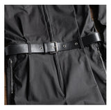 AIDASE  -  Men's long sleeve zippers pockets cargo jumpsuits with belt Casual trendy pants set Overalls Gray Black aidase-shop