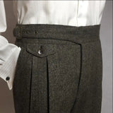 Aidase Winter British Style Men Pants Vintage Tweed Straight Casual Trouser Business Wool aidase-shop
