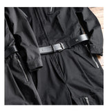 AIDASE  -  Men's long sleeve zippers pockets cargo jumpsuits with belt Casual trendy pants set Overalls Gray Black aidase-shop