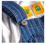 AIDASE  -  Men's stripe printed blue denim bib overalls Suspenders jumpsuits Coveralls Youth jeans aidase-shop