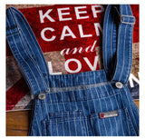 AIDASE  -  Men's stripe printed blue denim bib overalls Suspenders jumpsuits Coveralls Youth jeans aidase-shop