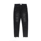 AIDASE  -  Cashew Flower Patch Fake Hole Ripped Jeans Mens Autumn Retro Vintage Black Blue Jeans High Street Slim Skinny Jeans Pencil Pants aidase-shop