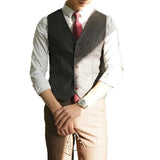 Aidase British Retro Suit Vest Male Korean Version Trendy Casual Slim Fit Business Waistcoat Men Wedding Dress Office Streetwear
