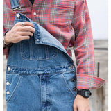 AIDASE  -  Men's Plus Size Denim Bib Overalls Classic Big Pocket Cargo Jeans Loose Working Coveralls Suspenders Jumpsuits Dark Light Blue aidase-shop