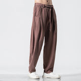 AIDASE  -  Summer Chinese Style Retro Men's Pants Loose Straight Linen Pants Tang Suit Wide Bloomers Joggers Large Size Cotton Harem Pants aidase-shop