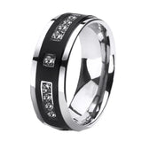 Aidase Men Fashion Stainless Steel Black Ring Ladies Rhinestone Silver Color Rings Couple Ring Jewelry Accessories New Year Gift aidase-shop