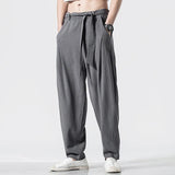 AIDASE  -  Summer Chinese Style Retro Men's Pants Loose Straight Linen Pants Tang Suit Wide Bloomers Joggers Large Size Cotton Harem Pants aidase-shop