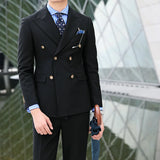 Aidase British Double Breasted Formal Dress Suit Men Black Smoking Homme Mariage Suit Fashion Groom Men Suit Slim Fit Business Tuxedos aidase-shop