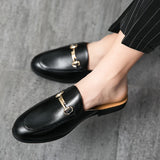 Aidase Summer Men Black Half Shoes Breathable Slip-on Half Slippers Man Outdoor Buckle Mules Lightweight Anti-slip Comfy Casual Shoes aidase-shop