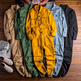 AIDASE  -  Men's long sleeve pockets cargo joggers jumpsuits Casual overalls coveralls Costume pants Black Army green Khaki aidase-shop