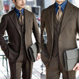 AIDASE  -  Fashion Men Suits Tailor-Made 3 Pieces Black Herringbone High Quality Formal Wedding Groom Causal Prom Tailored aidase-shop