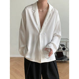 Aidase Summer Black White Silk Blazer Men's Fashion Business Society Mens Suit Jacket Korean Loose Casual Dress Jacket Men M-XL aidase-shop