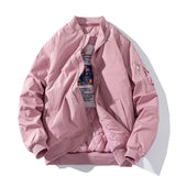 Aidase Winter Bomber Jacket Men Women Air Force Pilot Jacket Solid Fashion Casual Baseball Coat Male Couple Autumn White Black Pink aidase-shop