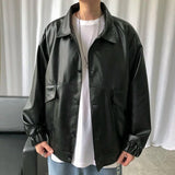 AIDASE  -  Spring New Loose Soft Leather Jacket Single Breasted Jacket Men Casual Biker Jacket Men Jacket Leather Large Size XXL aidase-shop