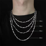 AIDASE  -  Hip Hop Unisex Bamboo Chain Women Necklace Choker Stainless Steel Herringbone Silver Color Chain Necklace For Women Jewelry aidase-shop